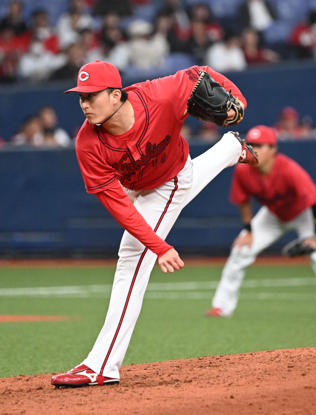 オリックス対広島　7回に登板する広島斉藤汰（撮影・和賀正仁）