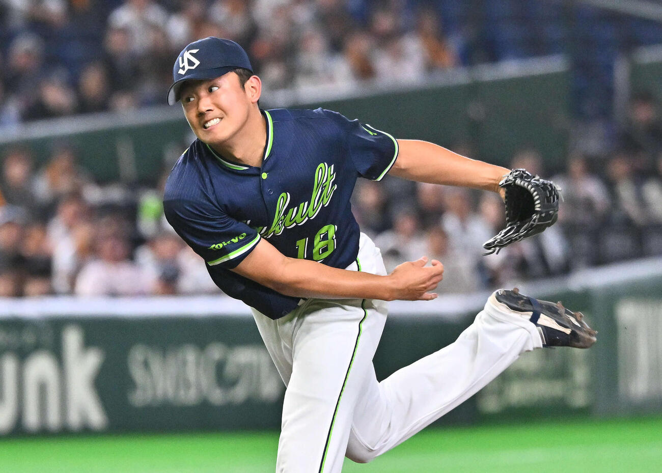 巨人対ヤクルト　5回1失点の好投を見せたヤクルト奥川（撮影・滝沢徹郎）