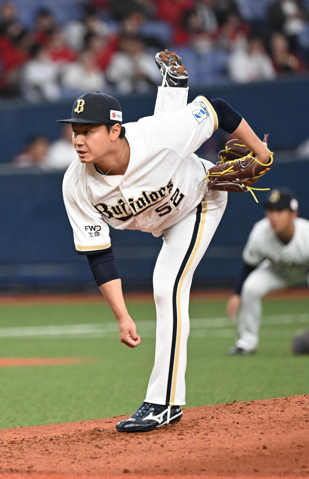 オリックス対広島　6回、2番手で登板するオリックス横山楓（撮影・和賀正仁）