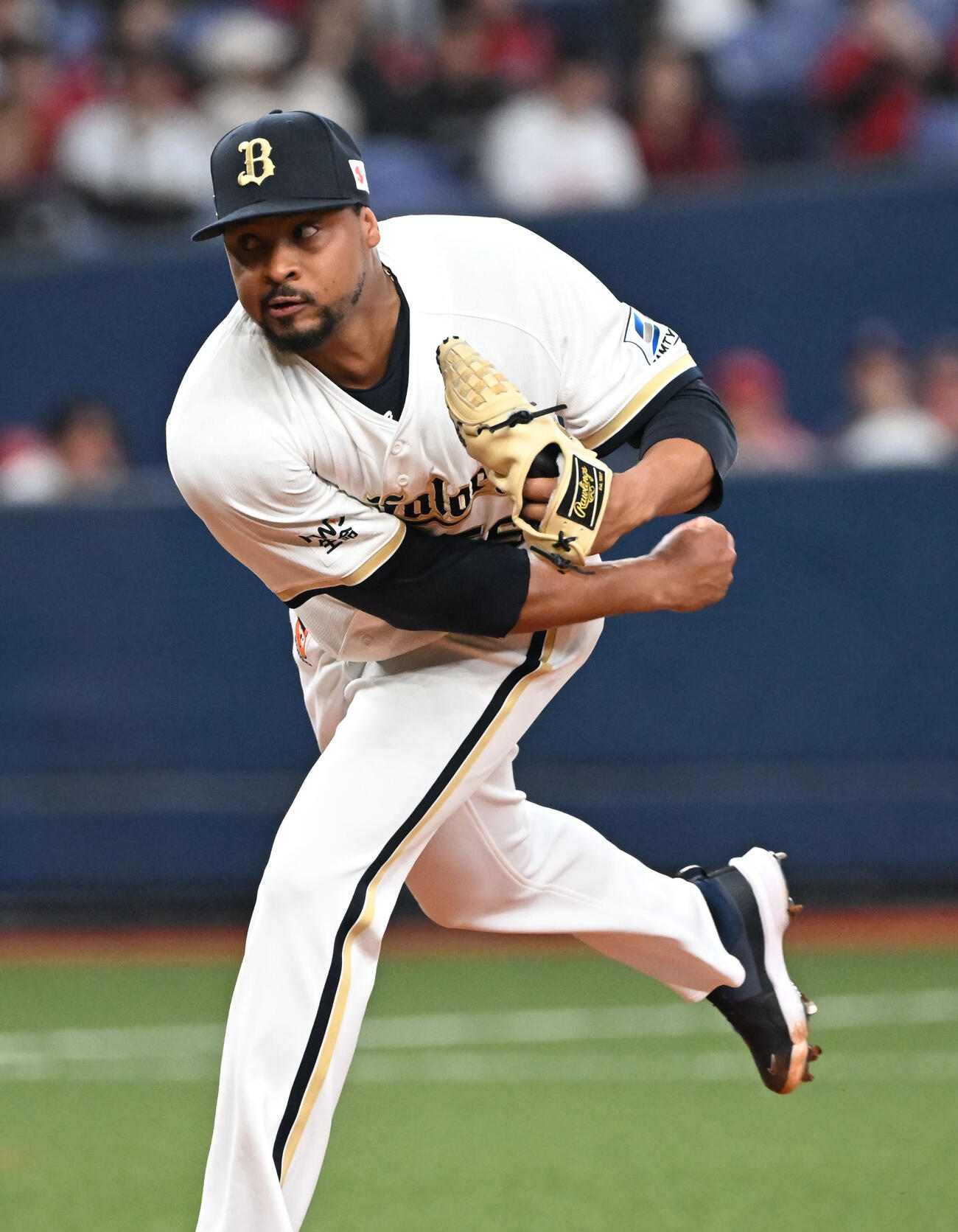 オリックス対広島　8回に登板するオリックス・ペルドモ（撮影・和賀正仁）