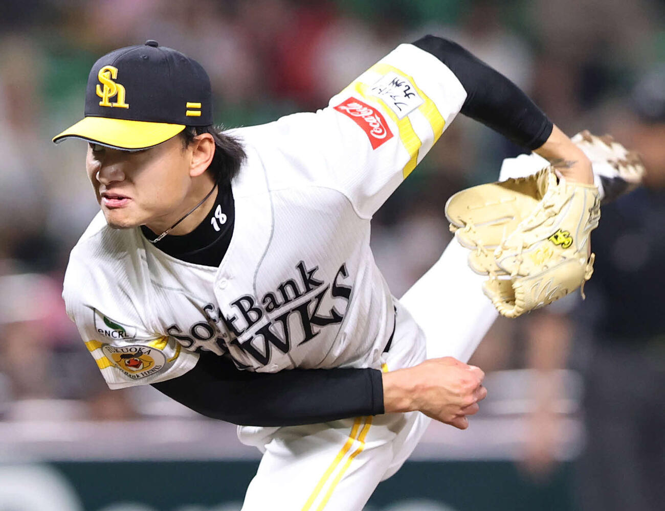 ソフトバンク対中日　好投を見せたソフトバンク徐若熙（撮影・梅根麻紀）