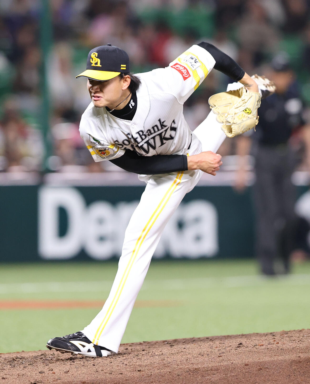 先発のソフトバンク徐若熙（撮影・梅根麻紀）