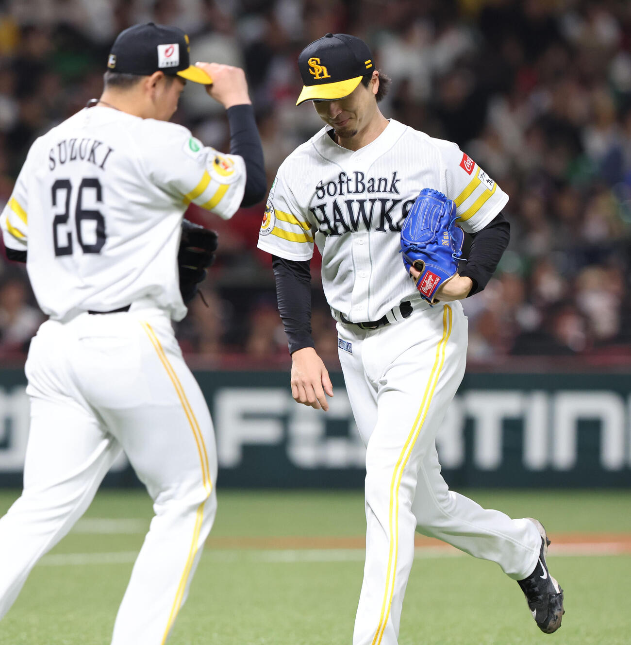 ソフトバンク対広島　3回途中で降板のソフトバンク上沢（撮影・梅根麻紀）