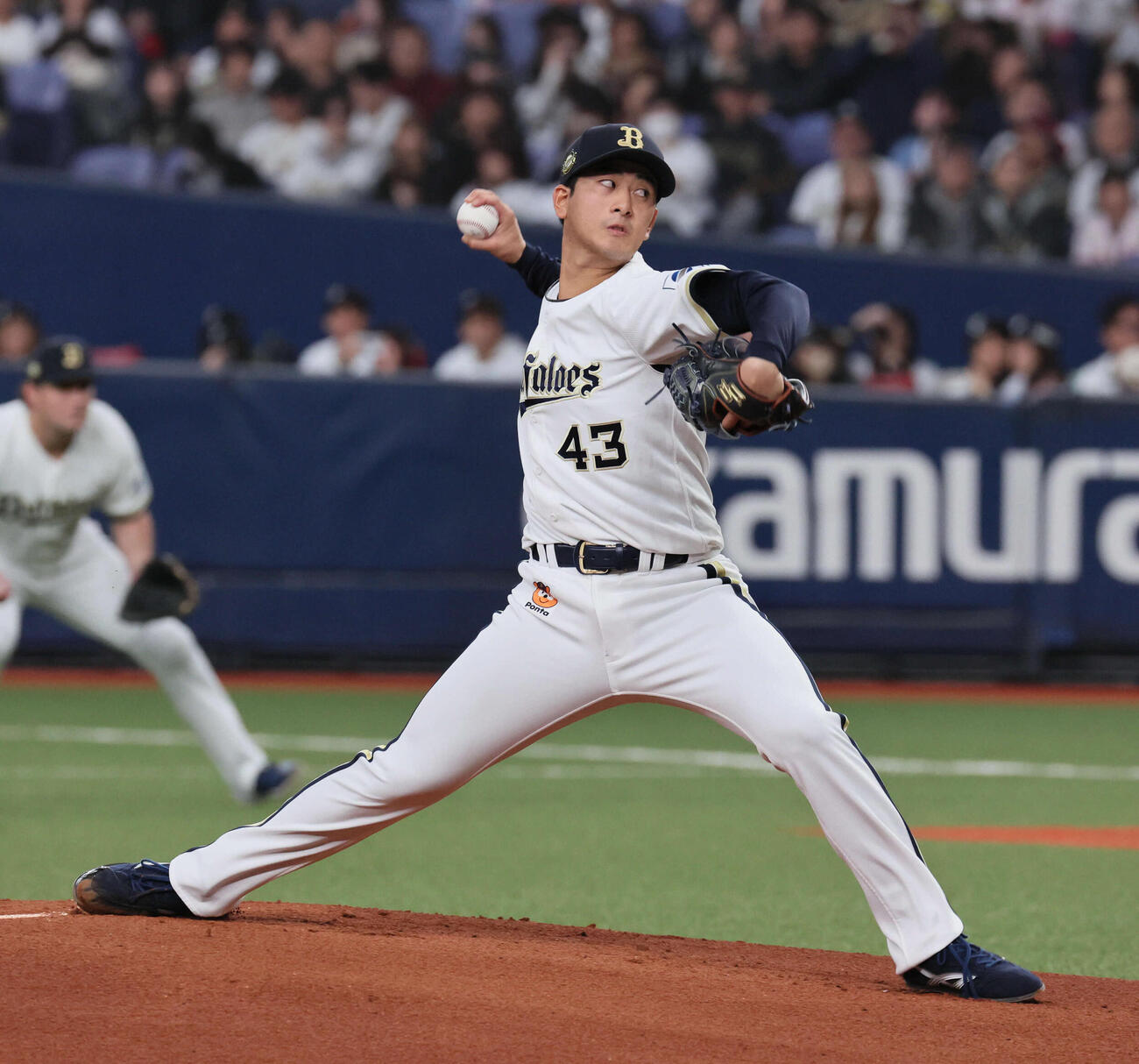 オリックス対阪神　オリックス先発の髙谷（撮影・宮崎幸一）