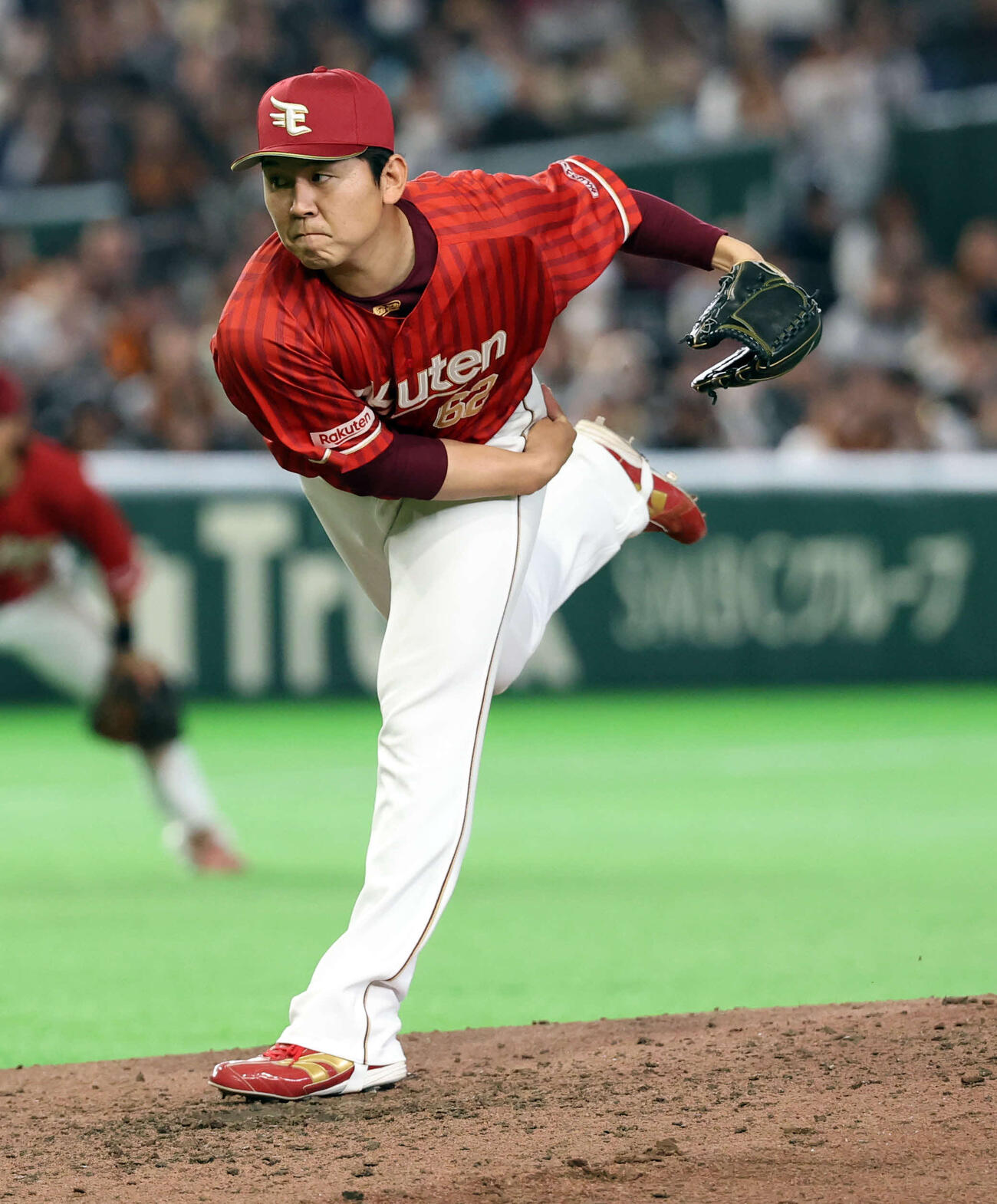 巨人対楽天　7回裏巨人の攻撃で登板した西口（撮影・浅見桂子）