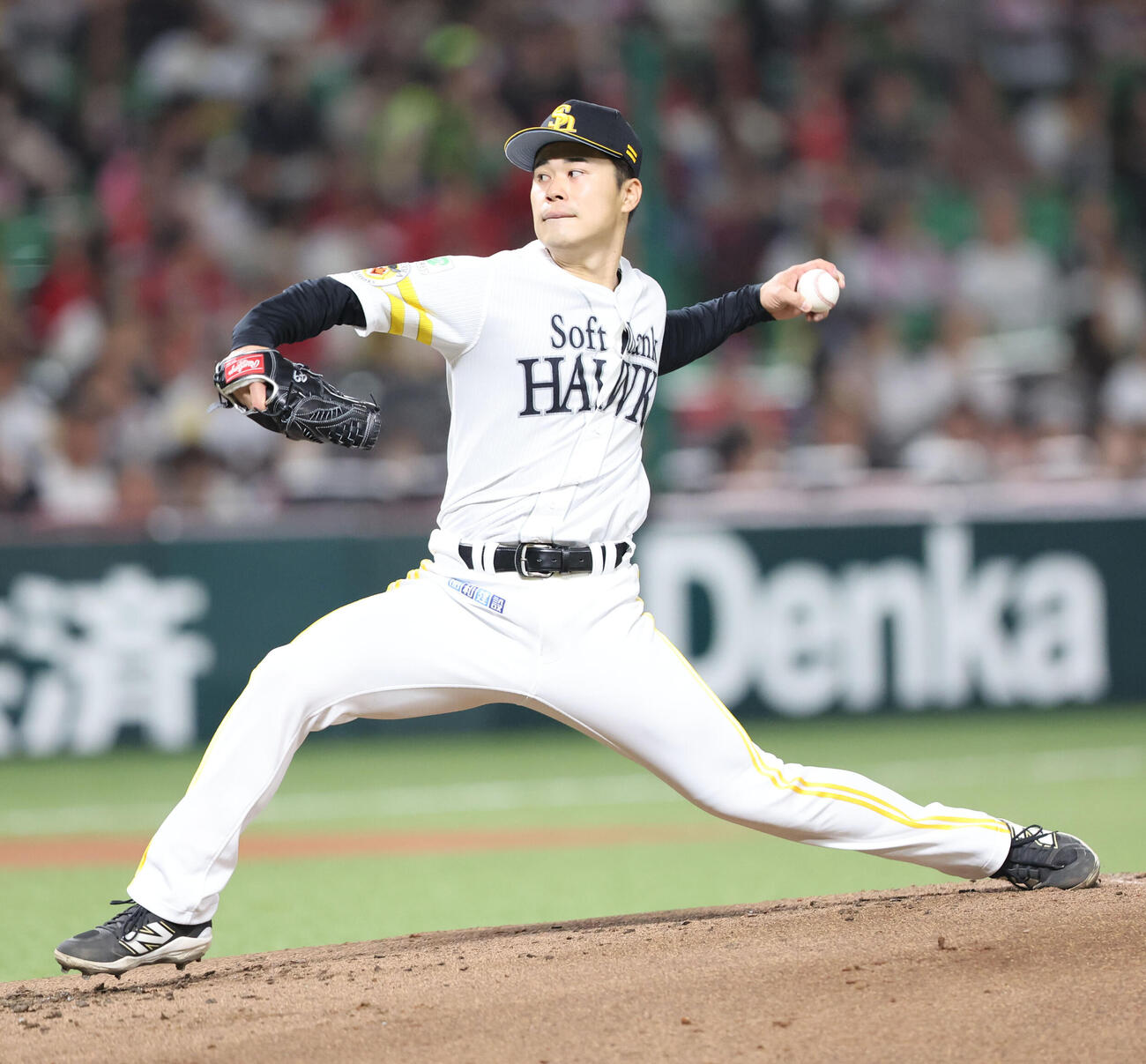 ソフトバンク対広島　先発のソフトバンク松本晴（撮影・梅根麻紀）