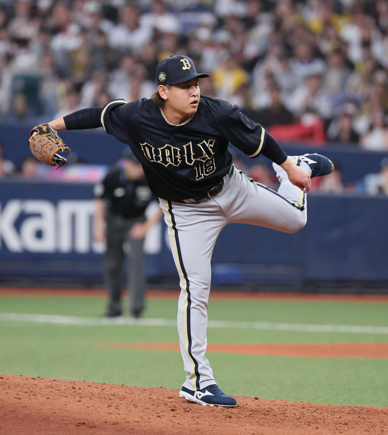 阪神対オリックス　オリックス3番手の宮城（撮影・宮崎幸一）