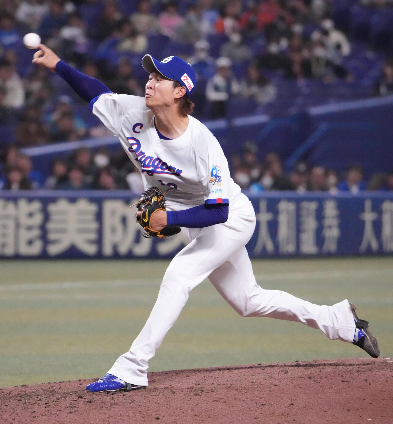 中日対ロッテ　9回表、力投する中日2番手の高橋宏（撮影・森本幸一）