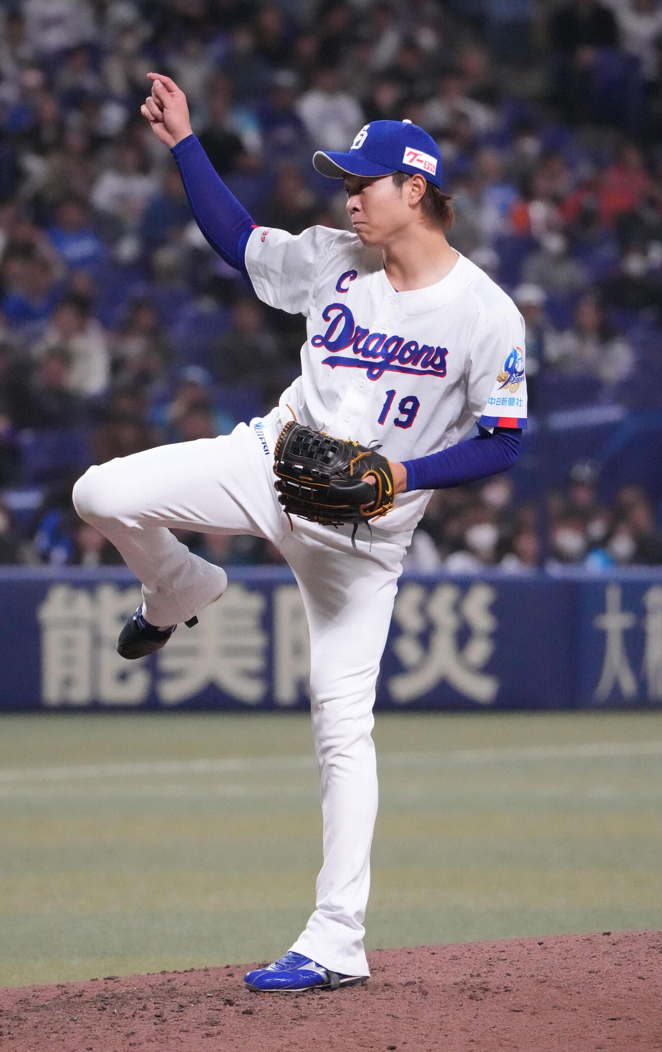 中日対ロッテ　9回表、力投する中日2番手の高橋宏（撮影・森本幸一）