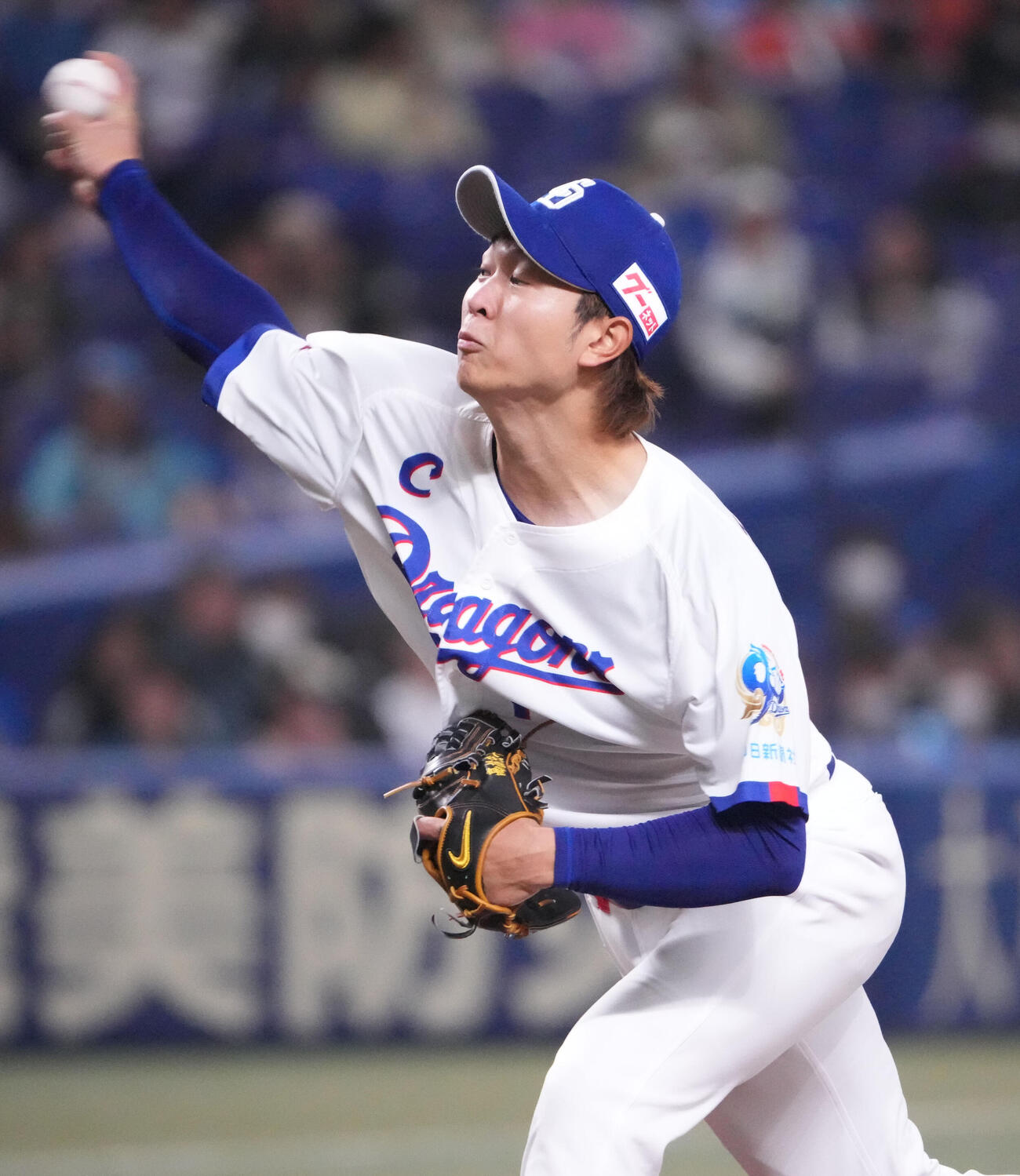 中日対ロッテ　8回表、力投する中日2番手の高橋宏（撮影・森本幸一）
