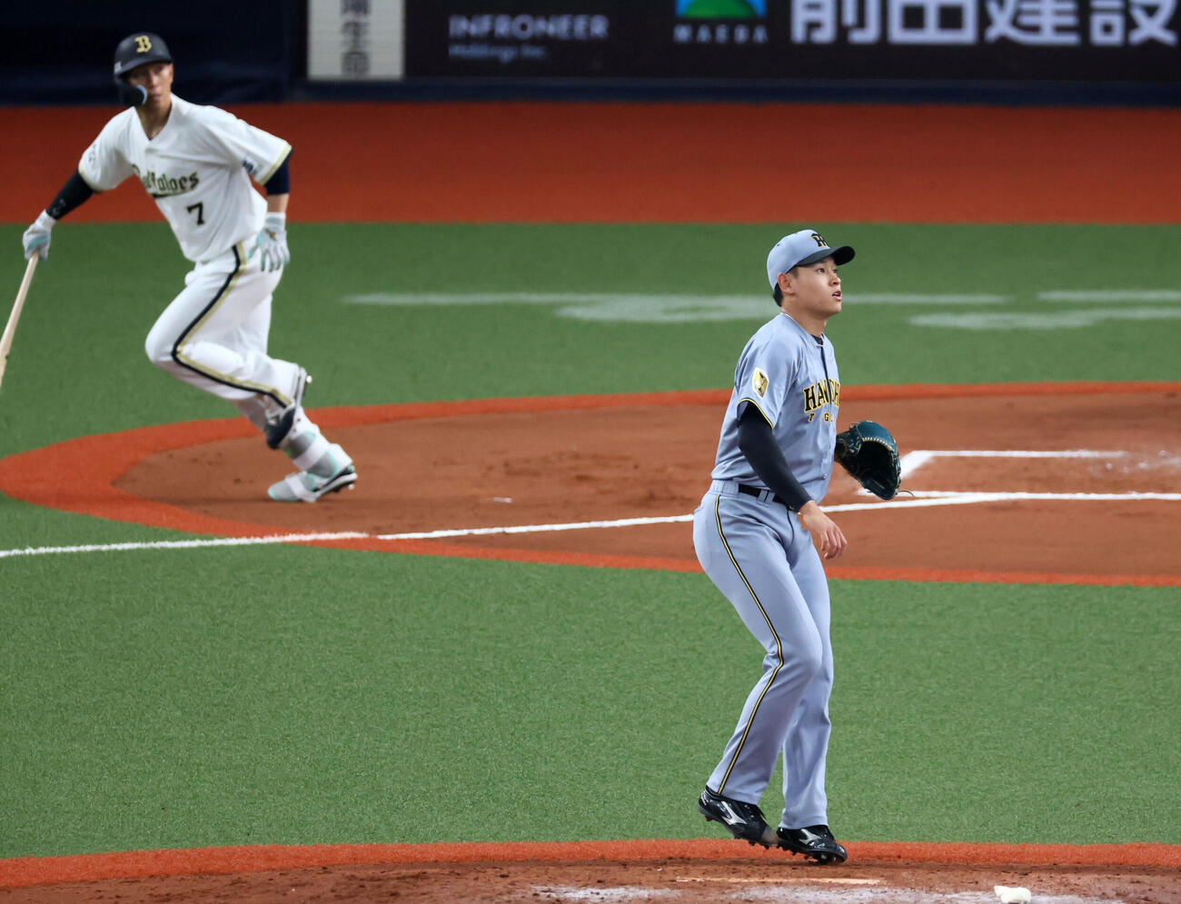 オリックス対阪神　6回裏オリックス2死二塁、早川は西川に左前適時打を打たれ失点する（撮影・加藤哉）