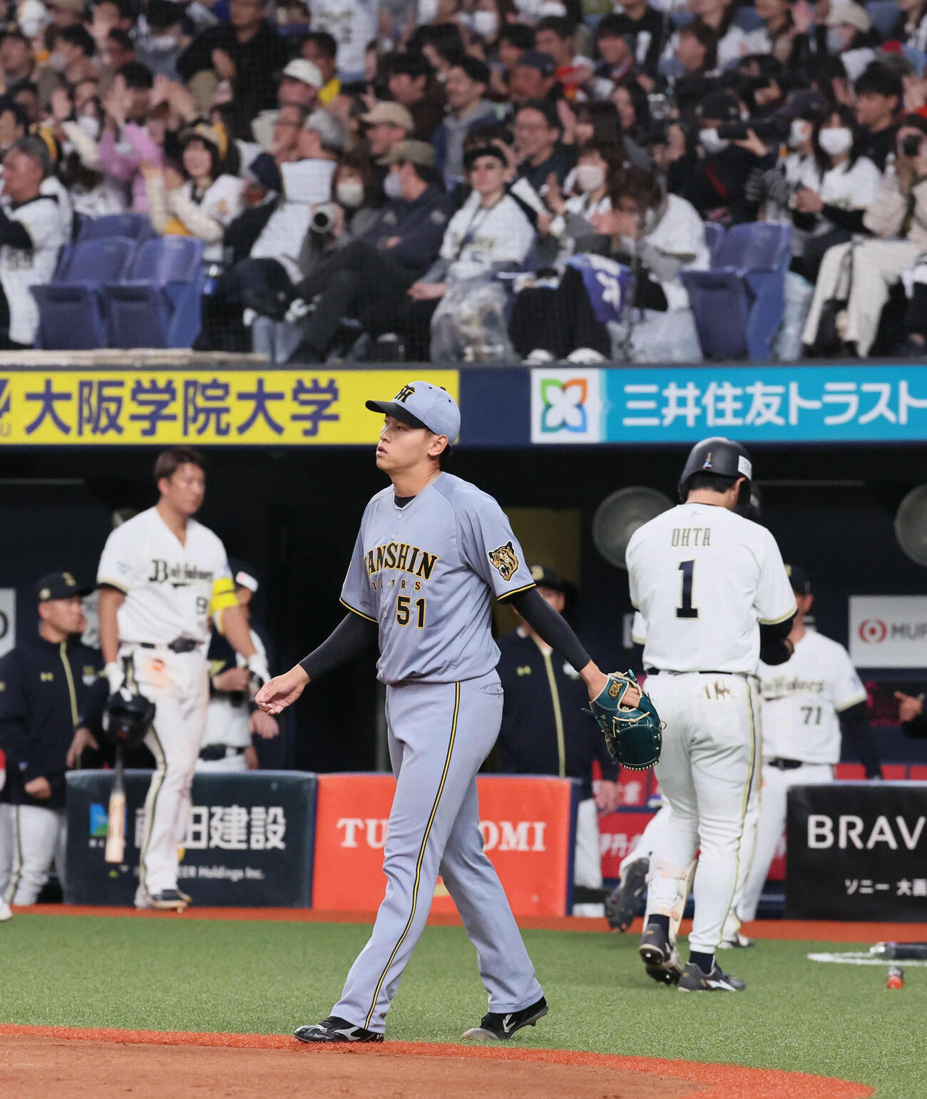 オリックス対阪神　6回裏オリックス2死二塁、早川は西川に先制適時打を浴びる（撮影・宮崎幸一）