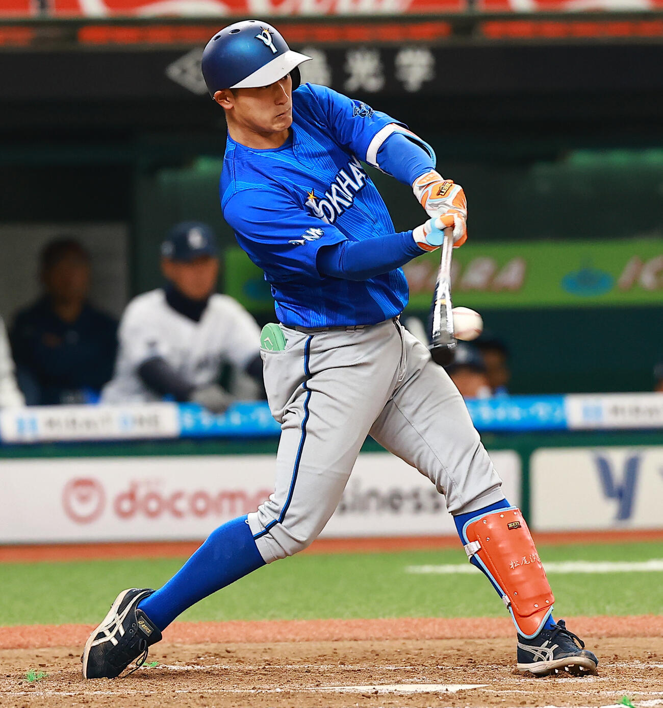 西武対DeNA 7回表DeNA1死一、三塁、左前適時打を放つ松尾（撮影・野上伸悟）