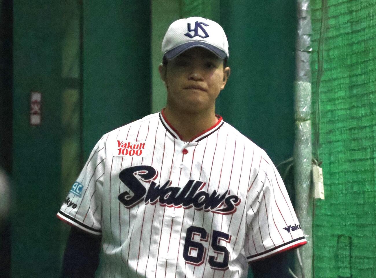 練習中のヤクルト鈴木叶（撮影・塚本光）