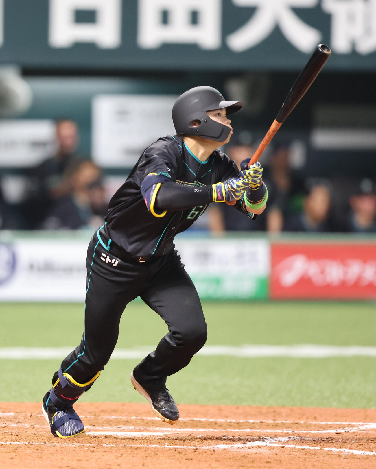 ソフトバンク対日本ハム　4回表日本ハム2死二塁、田宮は右前に勝ち越し適時打を放つ（撮影・梅根麻紀）