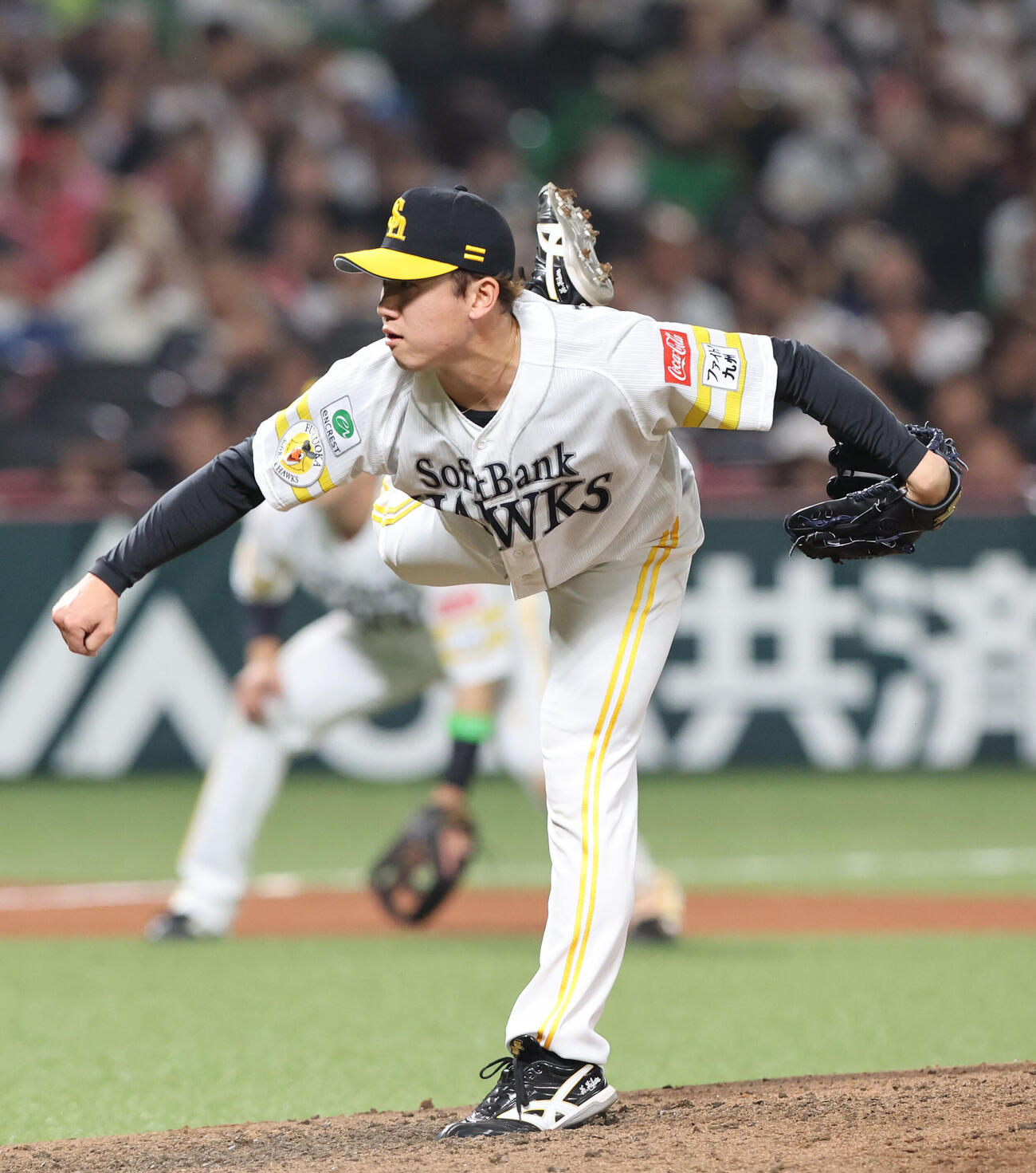 ソフトバンク対日本ハム　6回に登板したソフトバンク木村光（撮影・梅根麻紀）