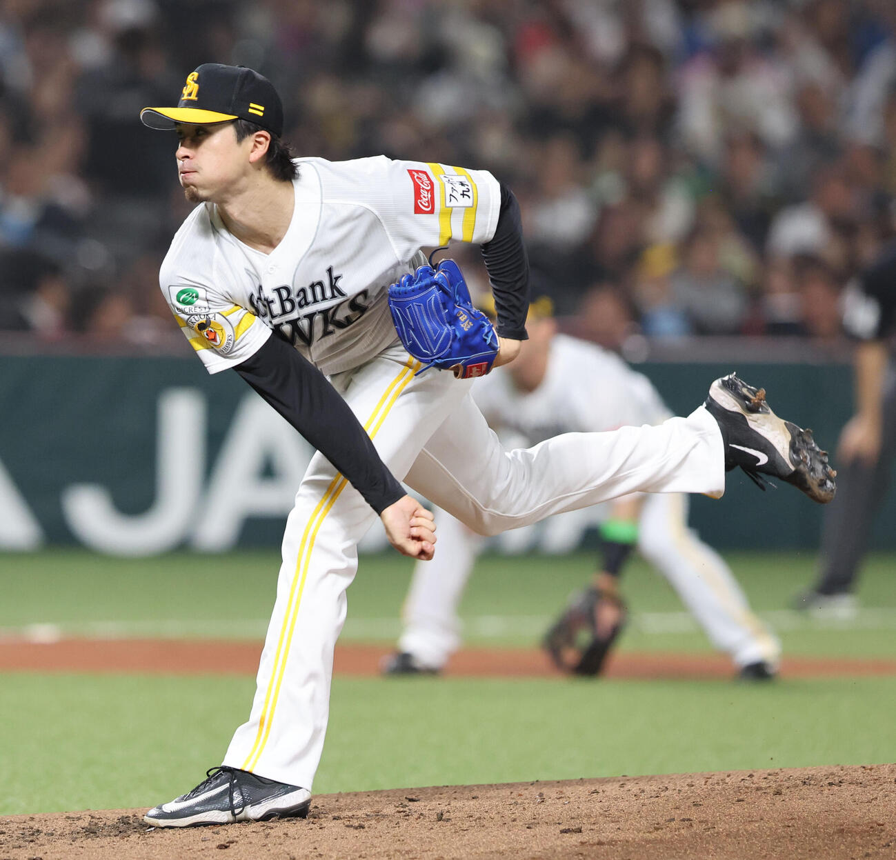 ソフトバンク対日本ハム　先発のソフトバンク上沢（撮影・梅根麻紀）