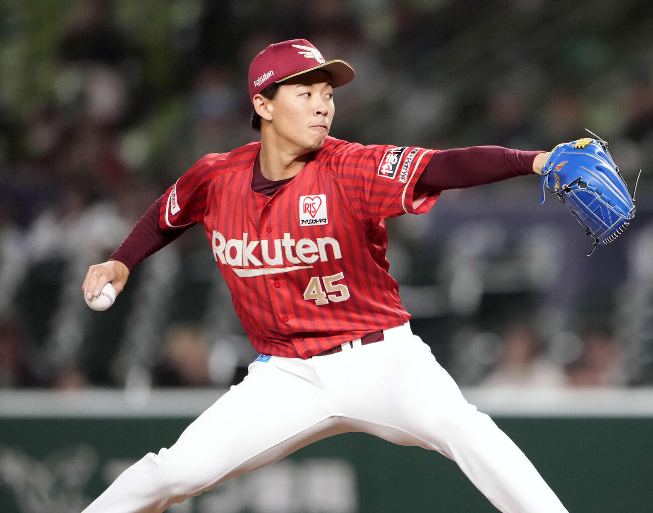 西武対楽天　7回裏2番手で登板する楽天九谷（撮影・小島史椰）