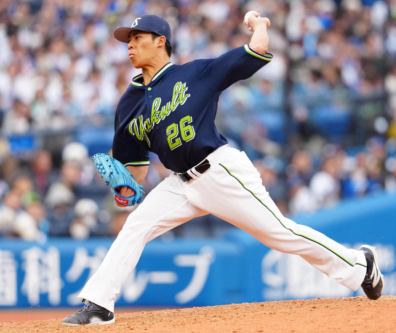 DeNA対ヤクルト　先発し力投するヤクルト山野（撮影・鈴木みどり）
