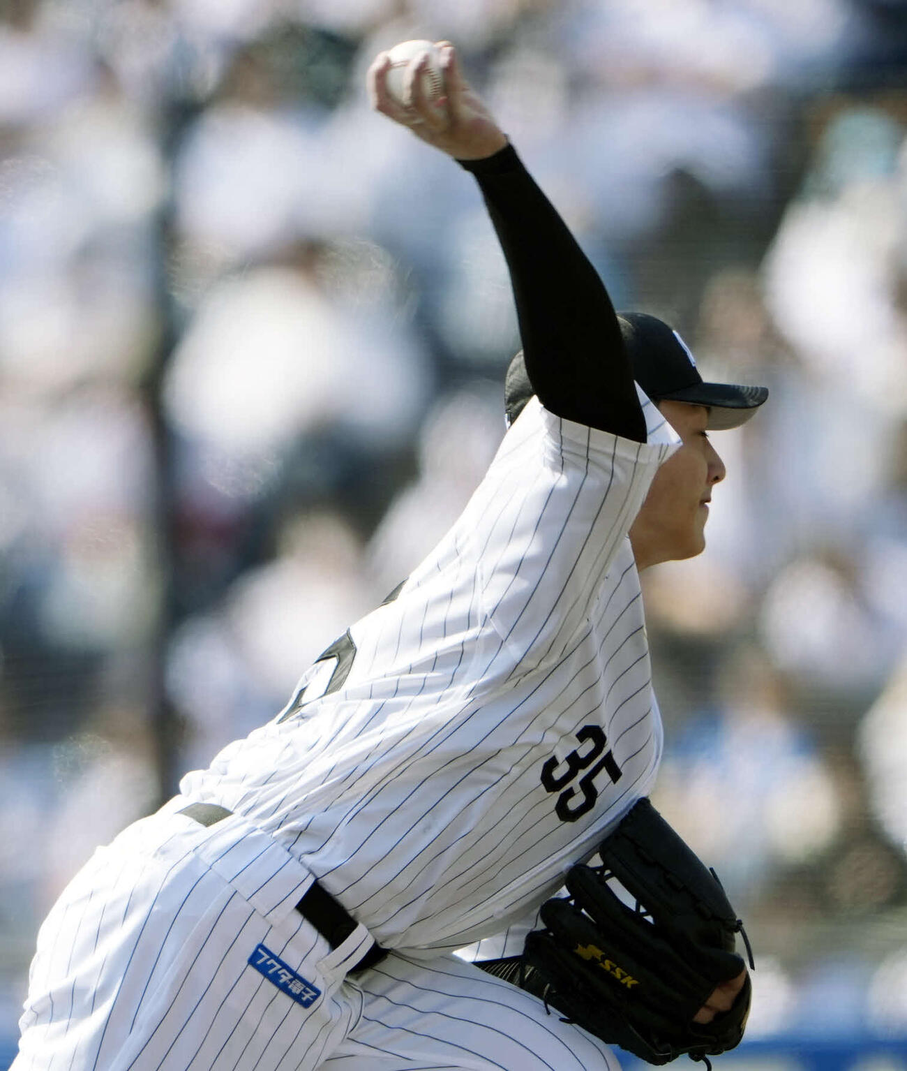 ロッテ対西武　ロッテ先発の田中（撮影・小島史椰）