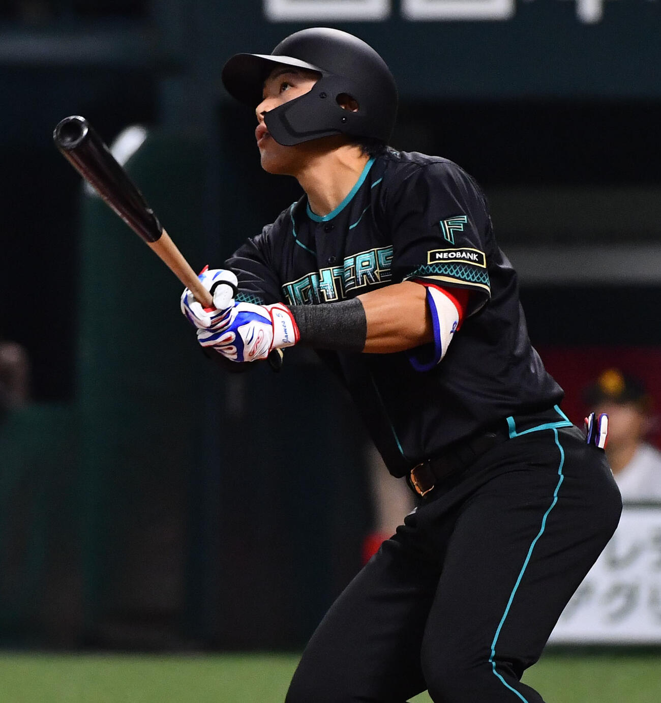 ソフトバンク対日本ハム　2回表日本ハム2死、野村は先制の左越え本塁打を放つ（撮影・岩下翔太）