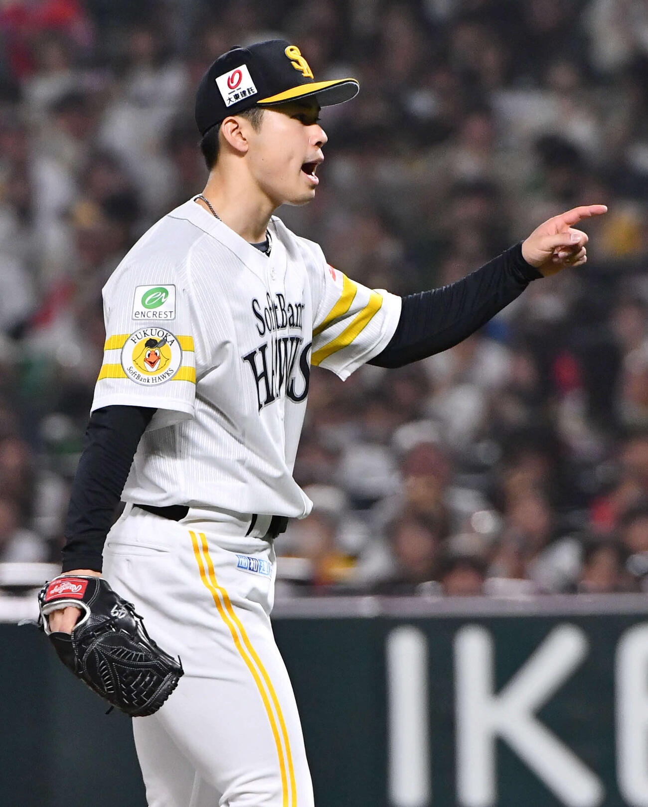 ソフトバンク対日本ハム　6回表日本ハム2死、田宮からこの回3者連続三振を奪った松本晴（撮影・岩下翔太）