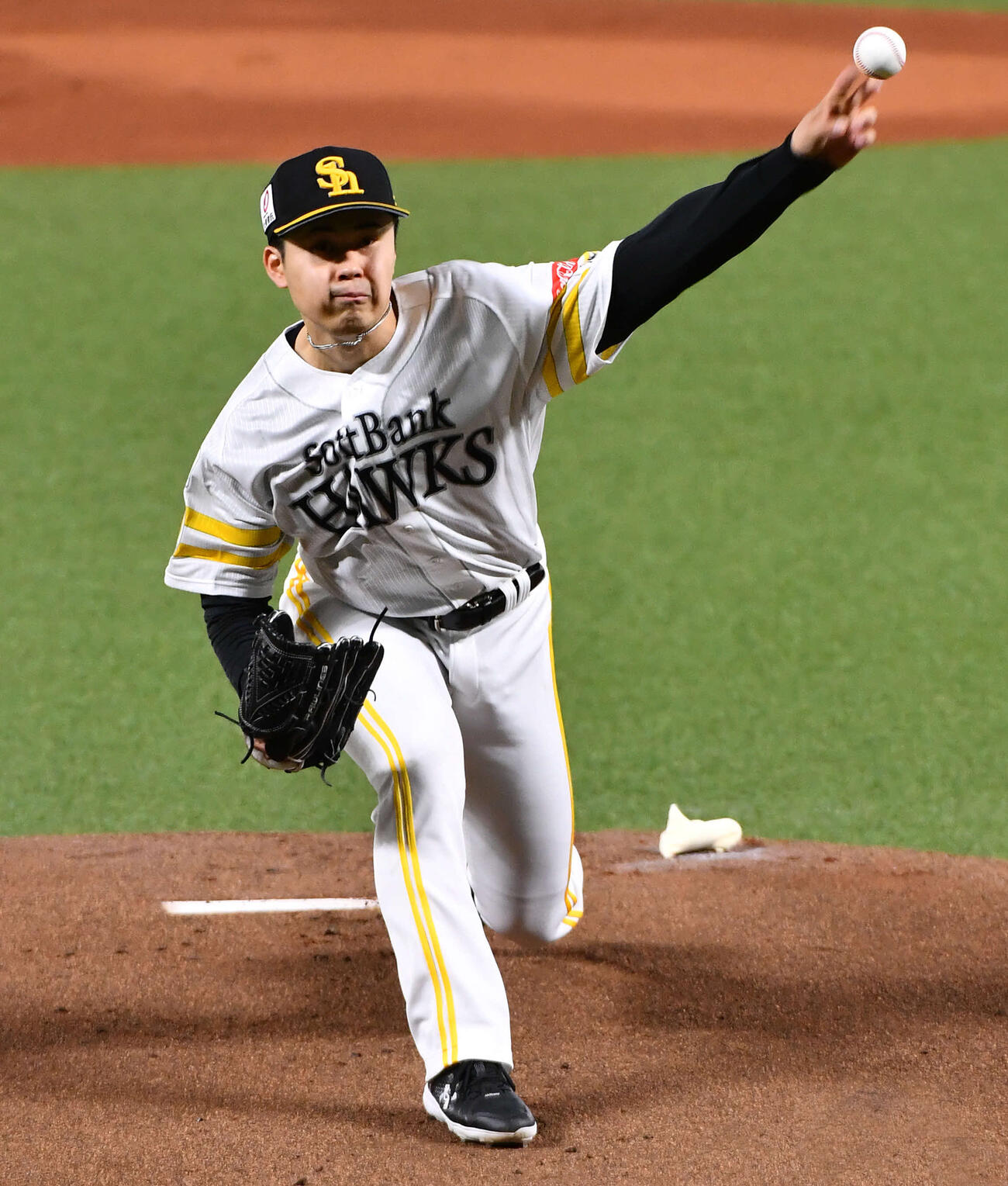 ソフトバンク対日本ハム　ソフトバンク先発の松本晴（撮影・岩下翔太）