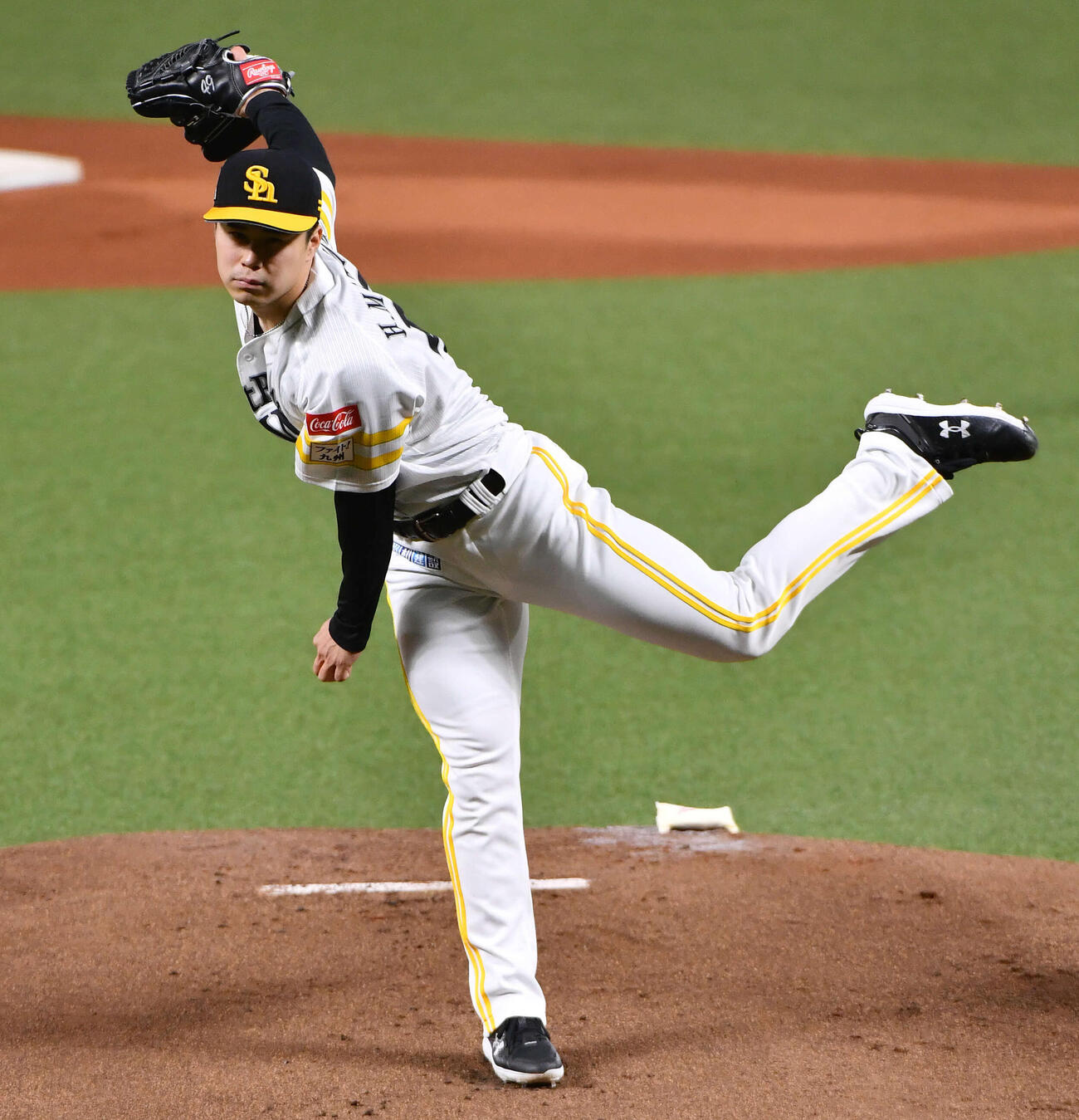ソフトバンク対日本ハム　ソフトバンク先発の松本晴（撮影・岩下翔太）