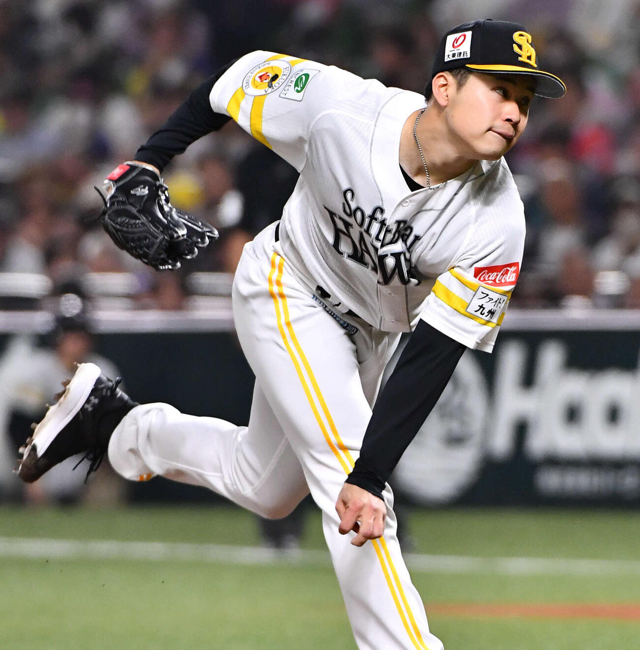 ソフトバンク対日本ハム　ソフトバンク先発の松本晴（撮影・岩下翔太）