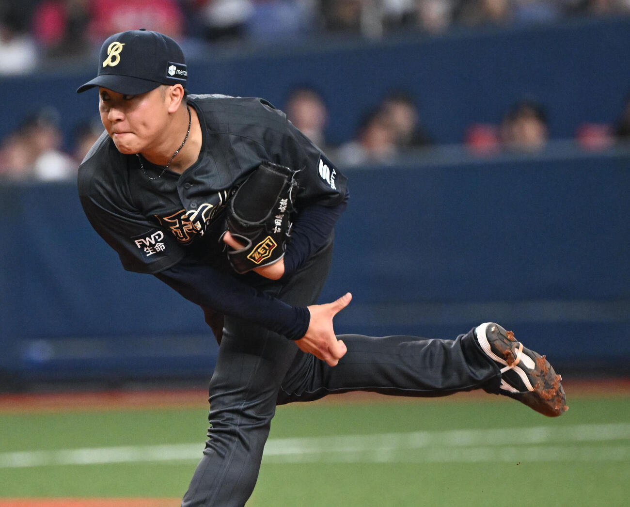オリックス対楽天　6回に登板するオリックス古田島（撮影・和賀正仁）