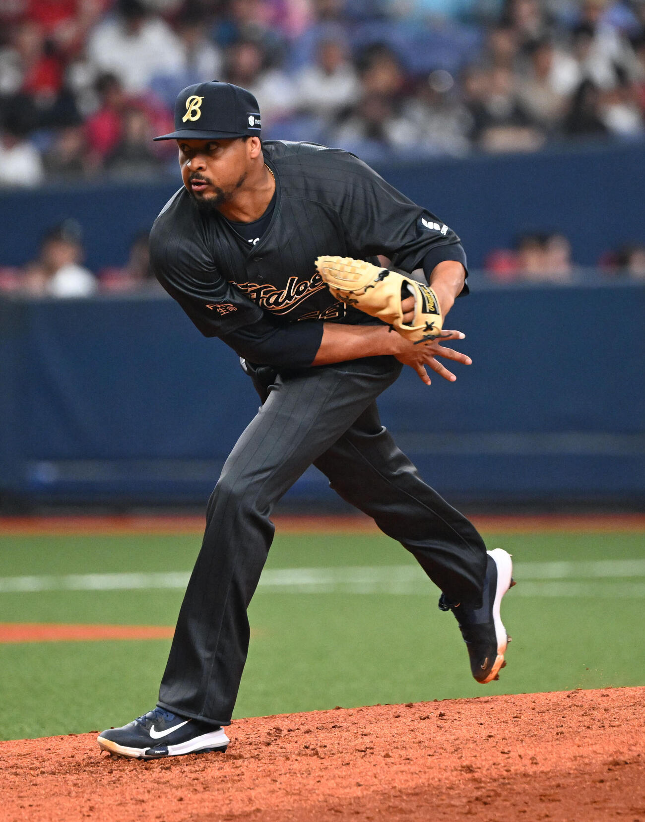 オリックス対楽天　7回に登板するオリックス・ペルドモ（撮影・和賀正仁）