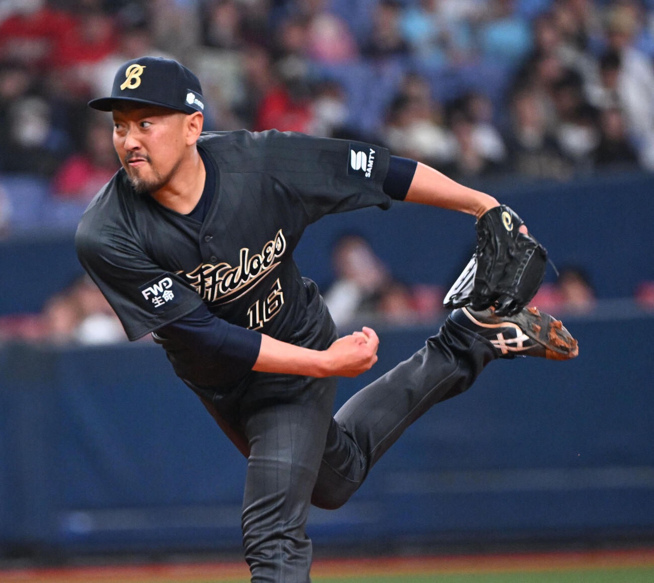 オリックス対楽天　5回に登板するオリックス平野（撮影・和賀正仁）