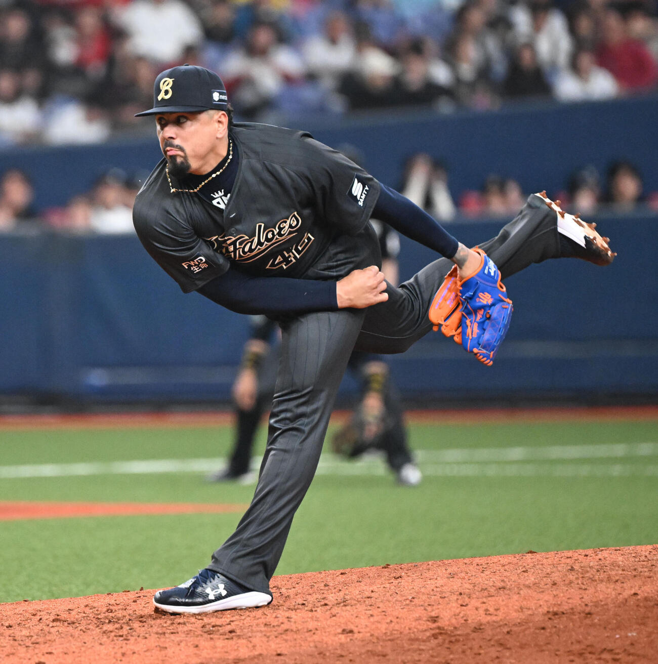 オリックス対楽天　9回に登板するオリックス・マチャド（撮影・和賀正仁）