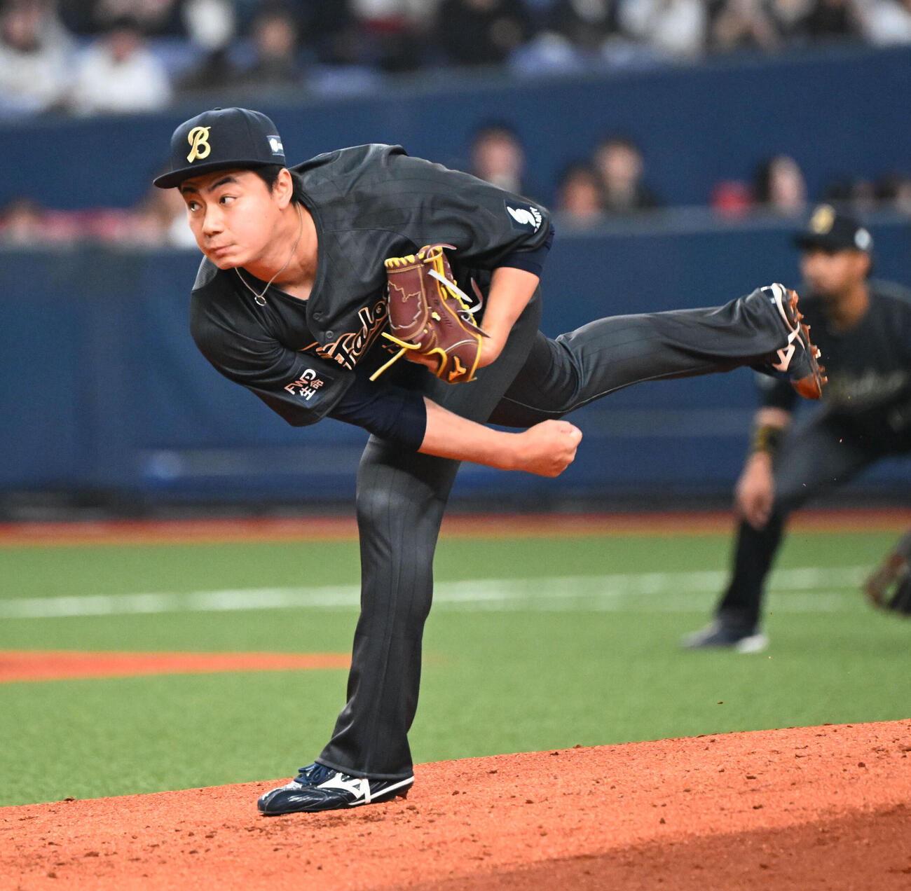 オリックス対楽天　2回から登板するオリックス横山楓（撮影・和賀正仁）