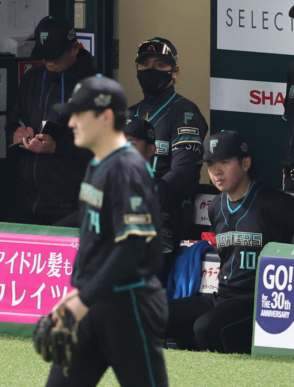 ソフトバンク対日本ハム　先発の有原をベンチから見つめる日本ハム新庄監督（撮影・梅根麻紀）