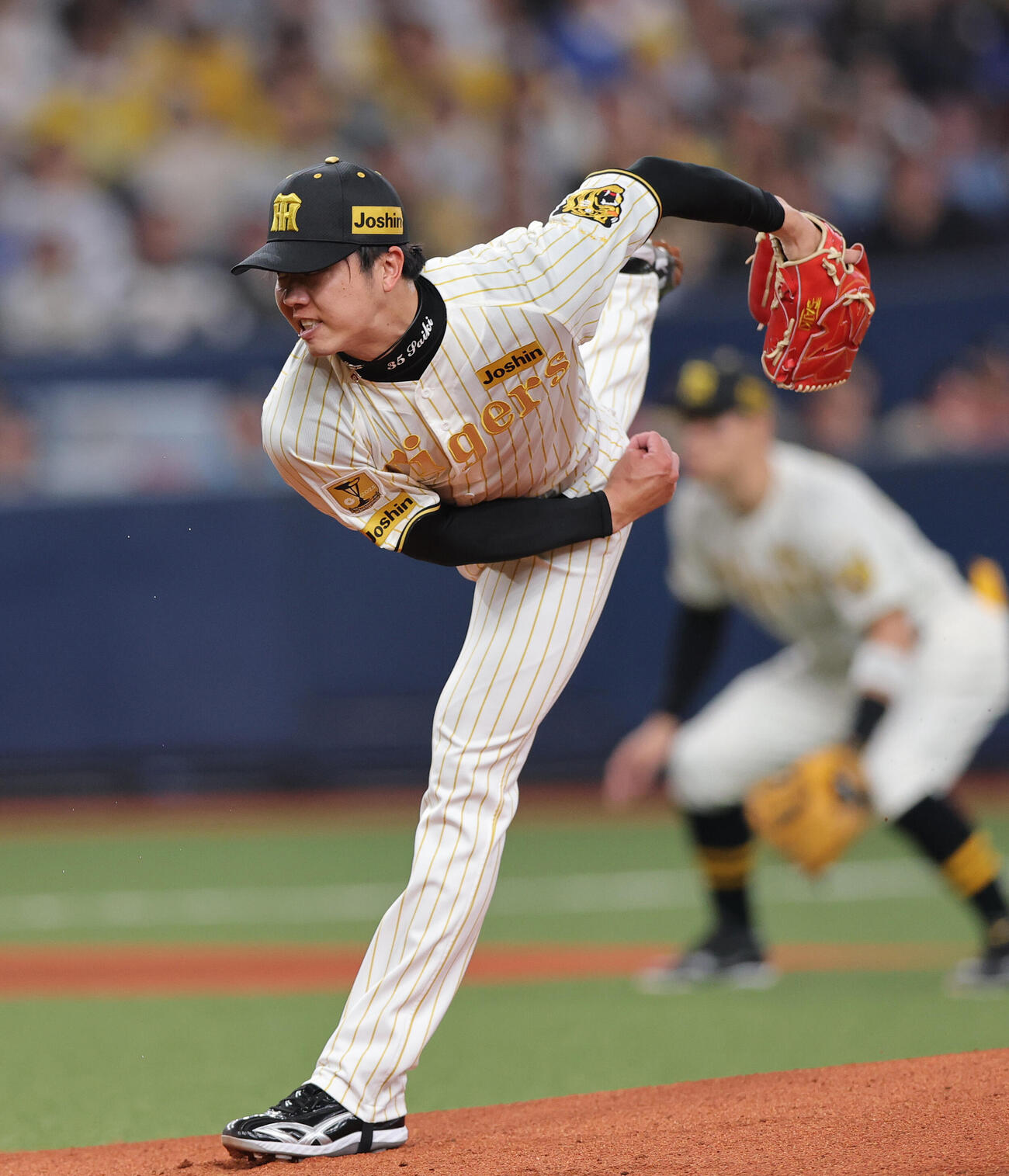 阪神対DeNA　阪神先発の才木（撮影・上山淳一）
