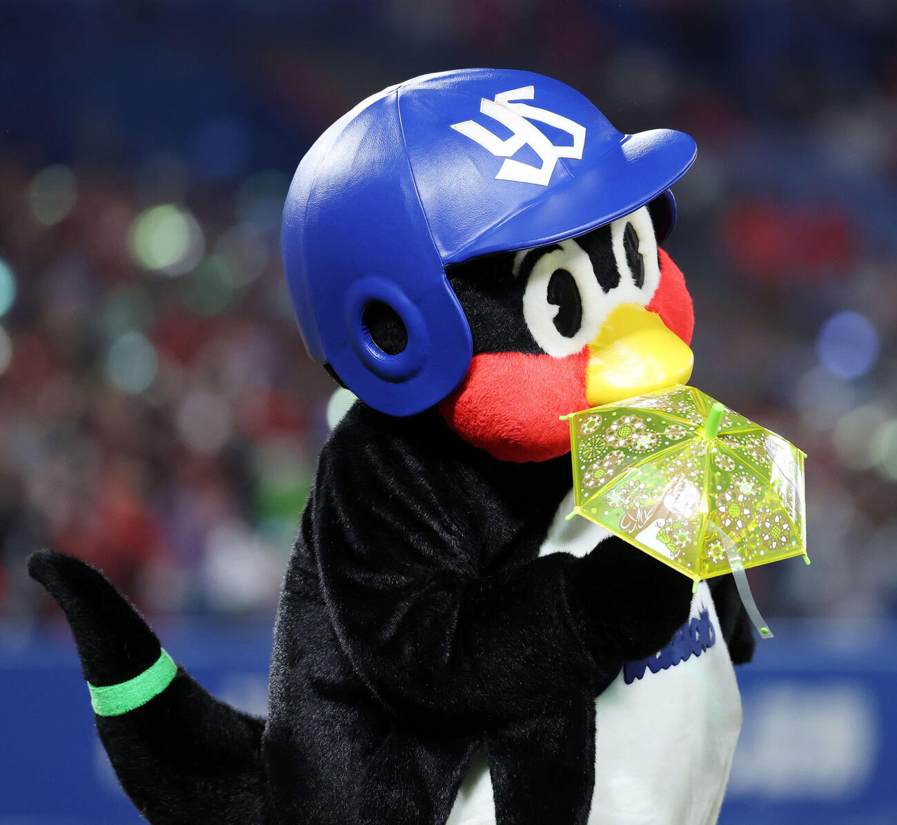 ヤクルト対広島　東京音頭で応援するつば九郎（撮影・鈴木正人）　