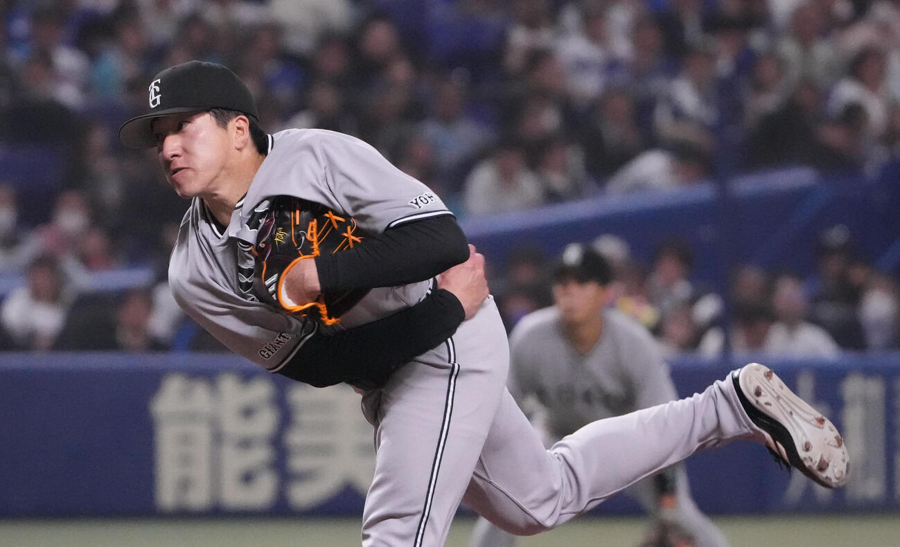 中日対巨人　9回裏、巨人5番手で登板する大勢（撮影・森本幸一）