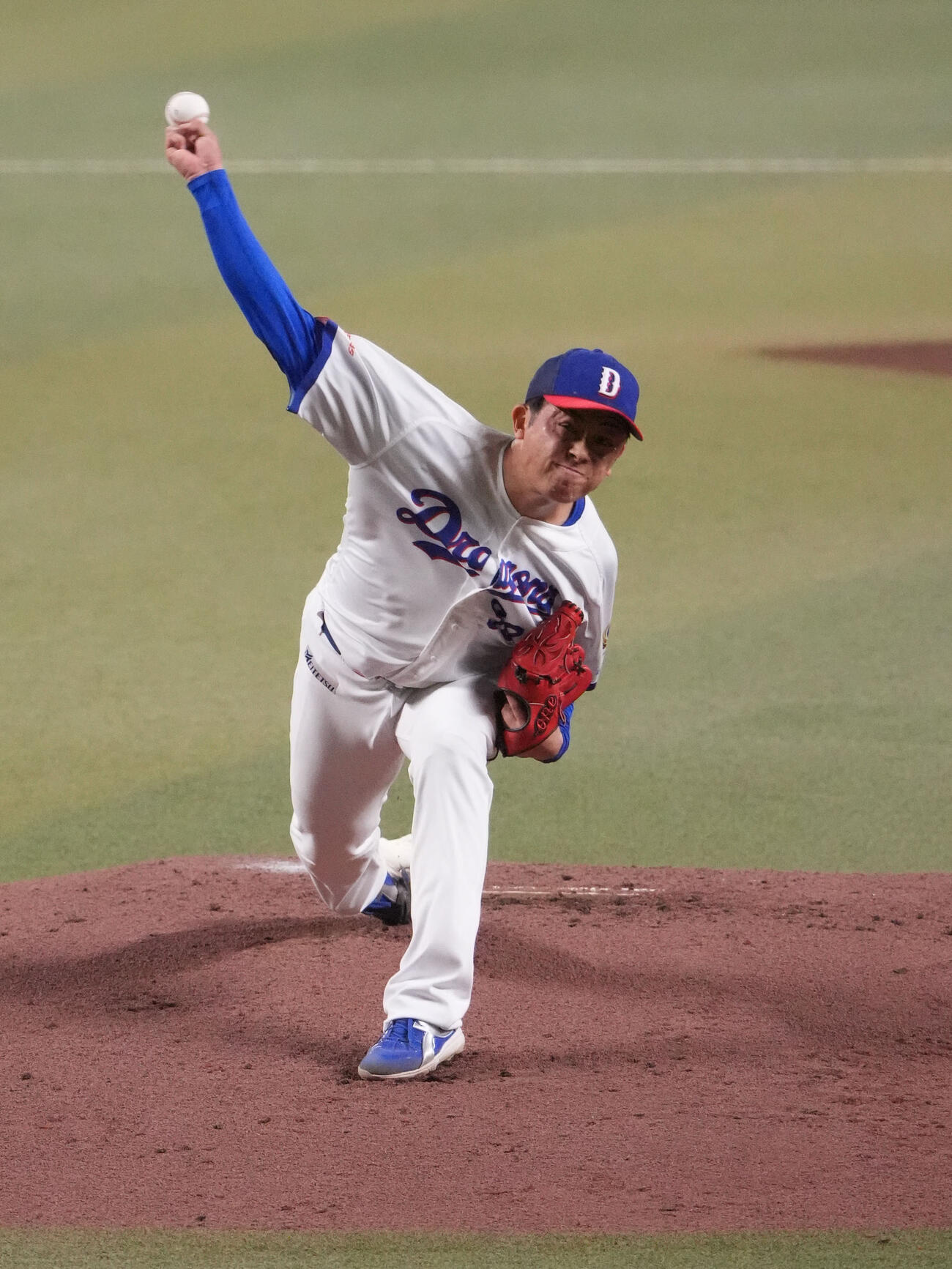 中日対巨人　試合前、シート打撃に登板する松山（撮影・森本幸一）