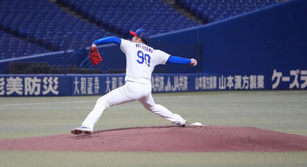 中日対巨人　試合前、シート打撃に登板する松山（撮影・森本幸一）