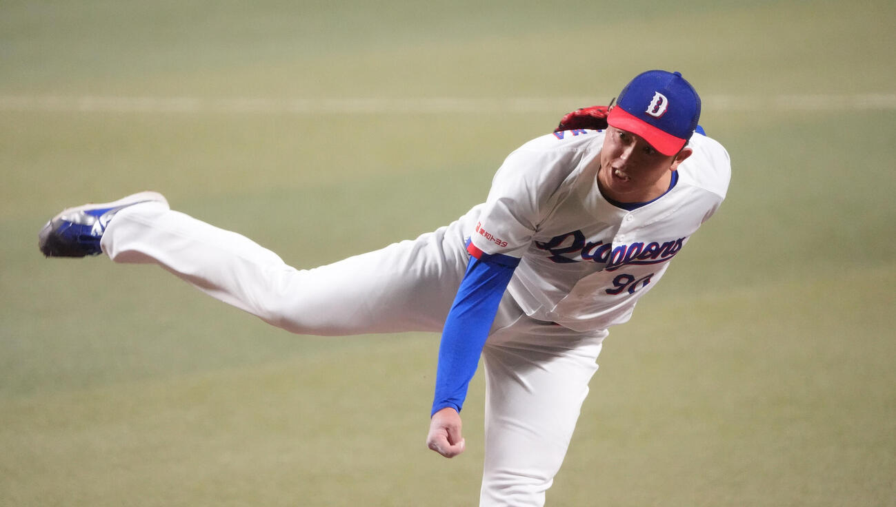 中日対巨人　試合前、シート打撃に登板する松山（撮影・森本幸一）