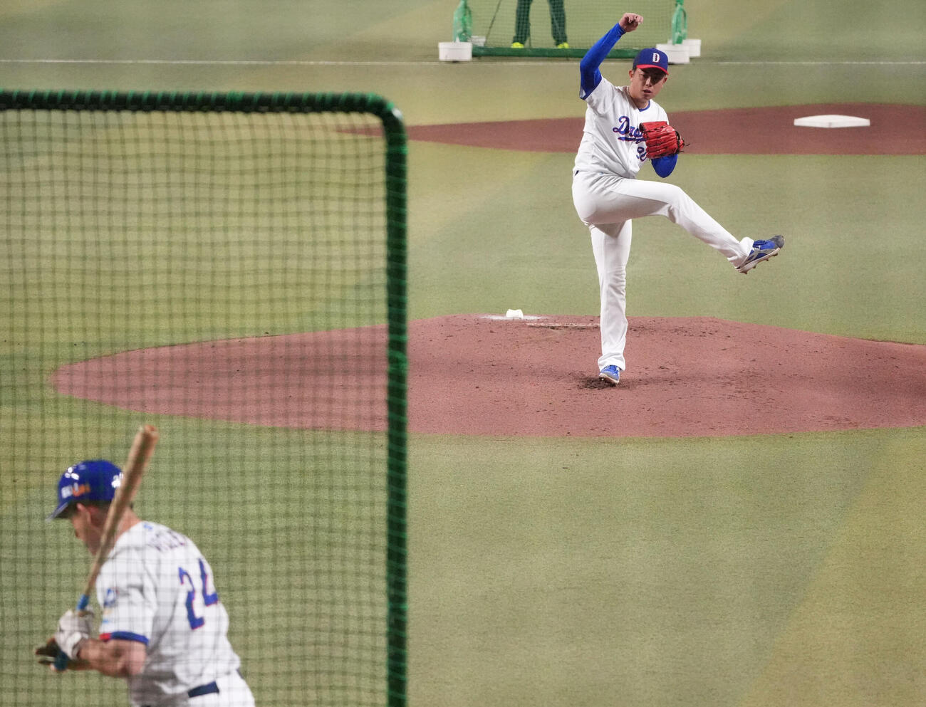 中日対巨人　試合前、シート打撃に登板する松山（撮影・森本幸一）