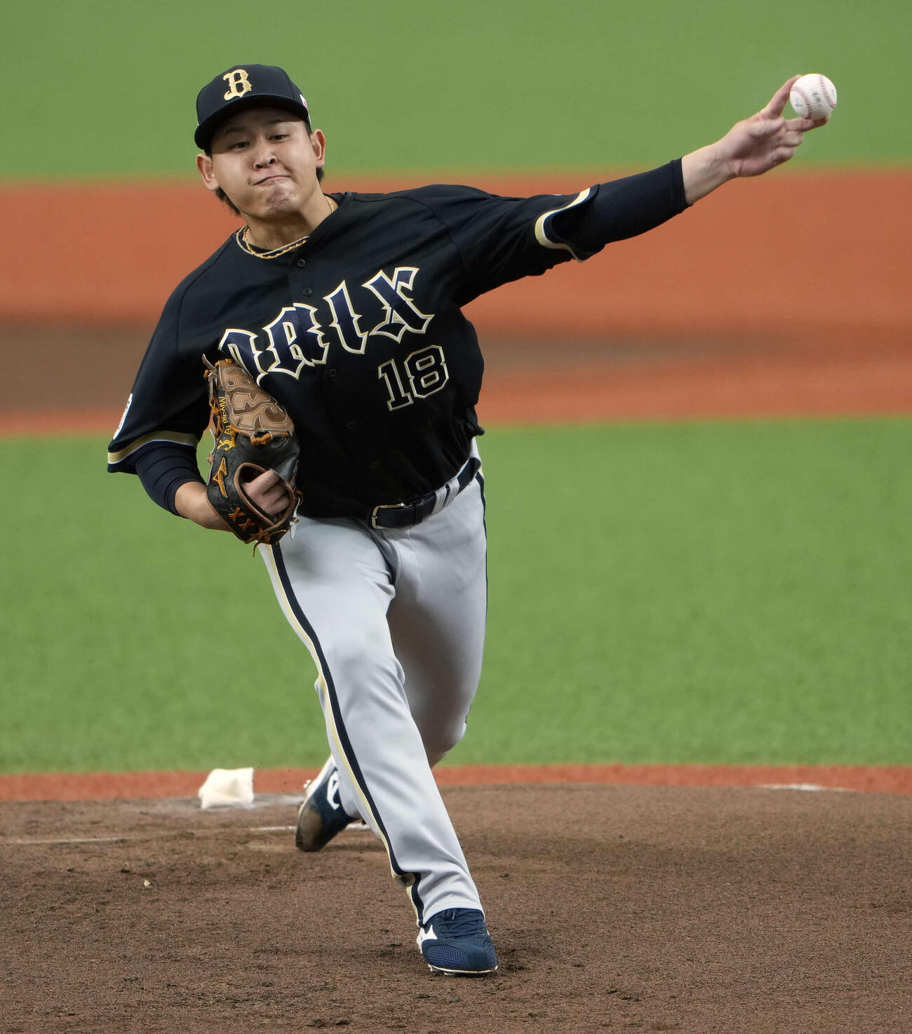 オリックス先発の宮城（撮影・小島史椰）