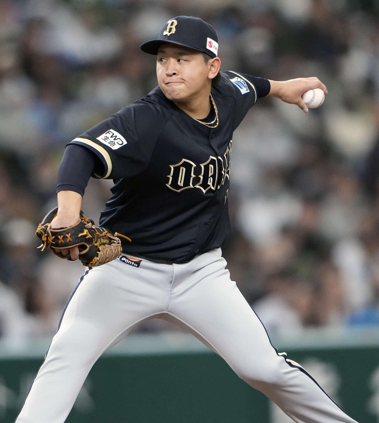 オリックス先発の宮城（撮影・小島史椰）
