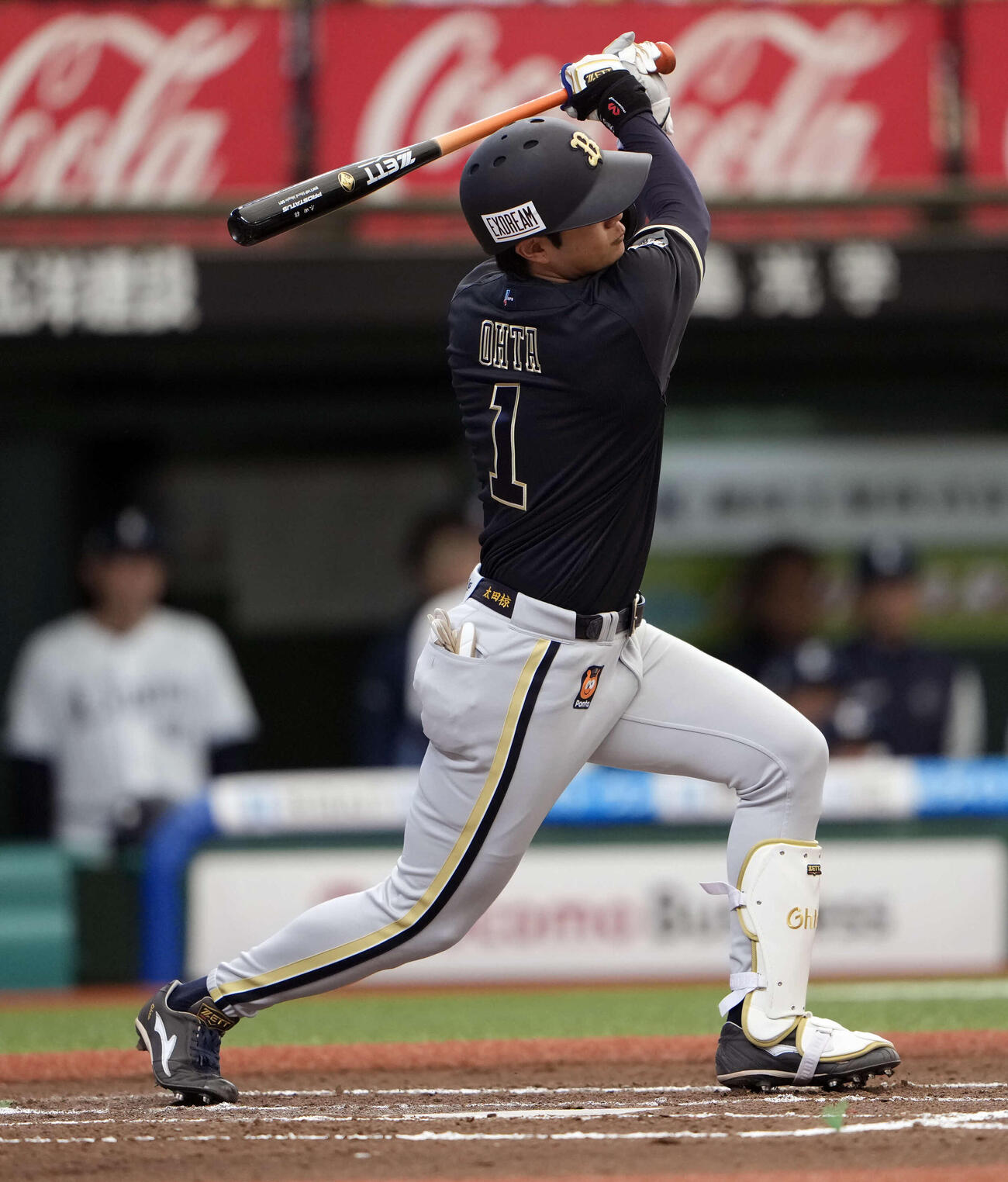 西武対オリックス　6回表オリックス無死一、三塁、適時二塁打を放つ太田（撮影・小島史椰）