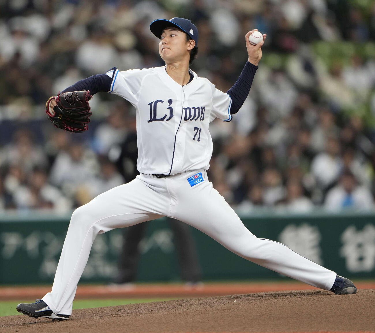 西武先発の菅井（撮影・小島史椰）