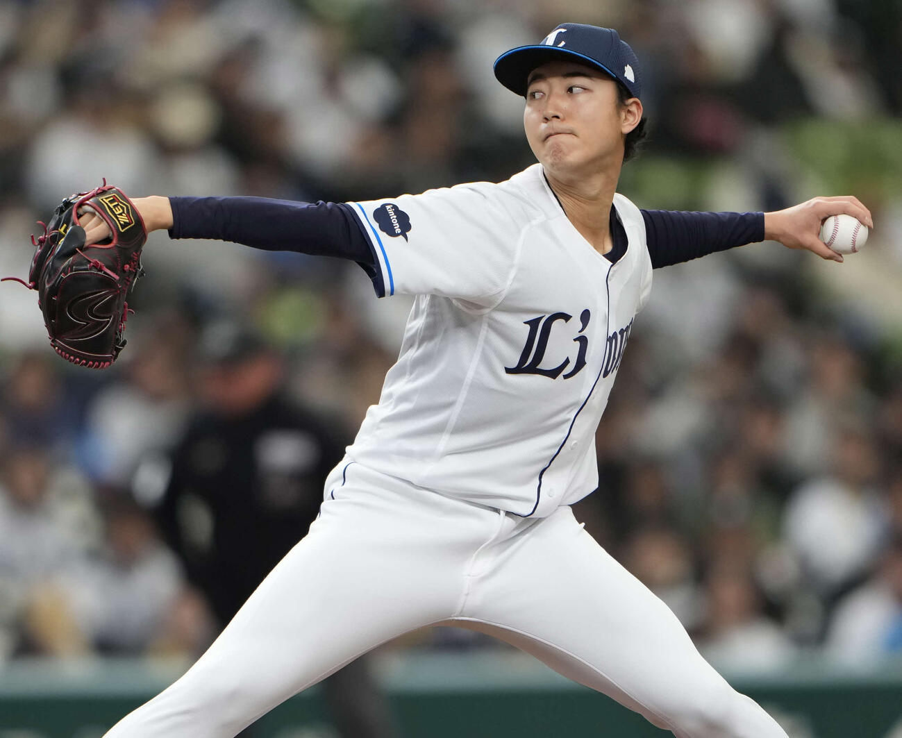 西武先発の菅井（撮影・小島史椰）