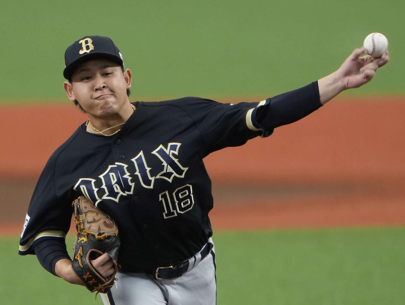 オリックス先発の宮城（撮影・小島史椰）