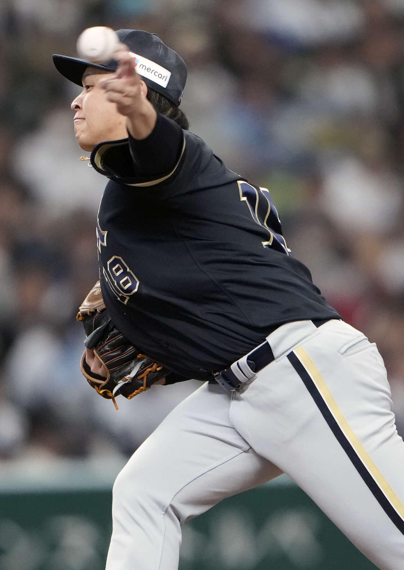 オリックス先発の宮城（撮影・小島史椰）
