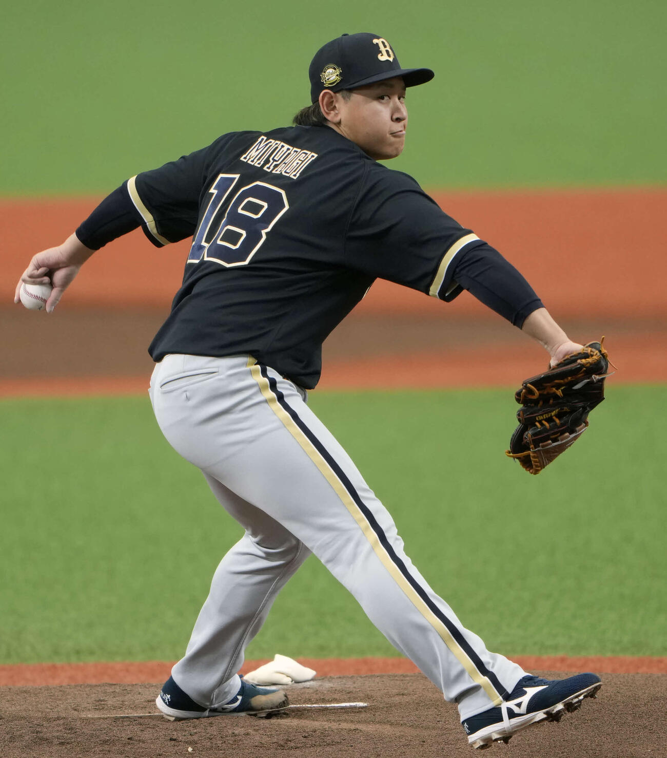 オリックス先発の宮城（撮影・小島史椰）